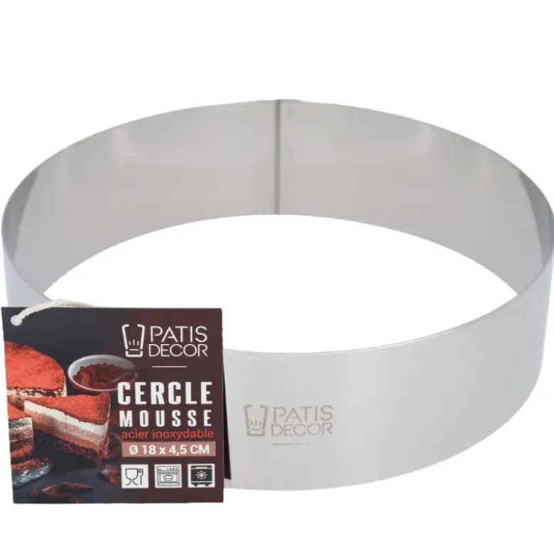 Cercle à mousse inox H 4,5 cm Ø 18 cm