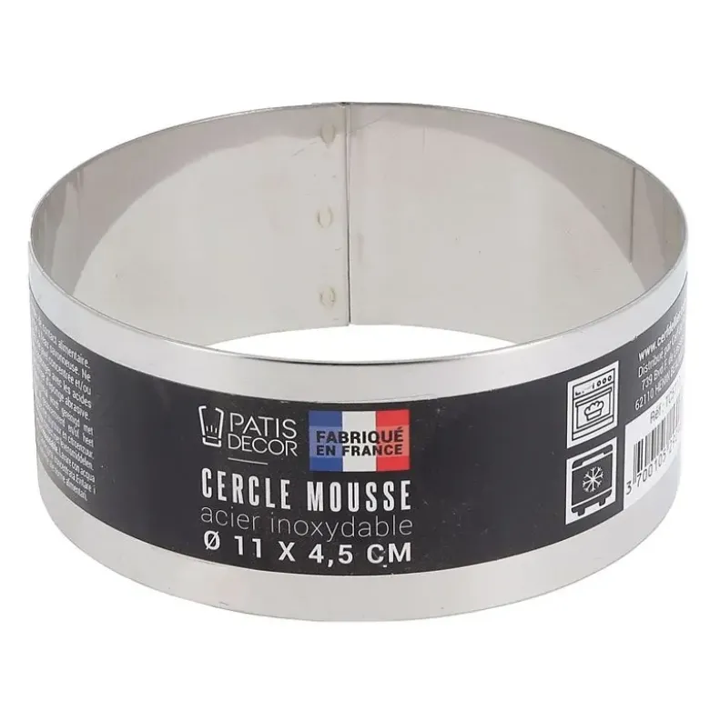 Cercle à mousse inox H 4,5 cm Ø 11 cm