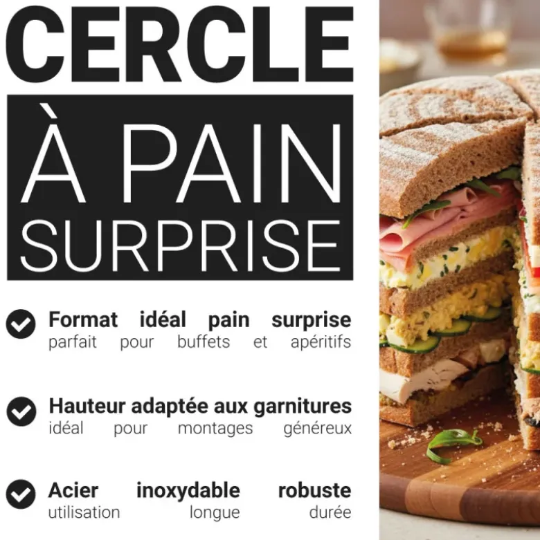 Cercle à pain surprise inox H 9 cm Ø 18 cm