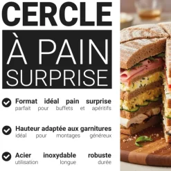 Cercle à pain surprise inox H 11 cm Diam 24 cm