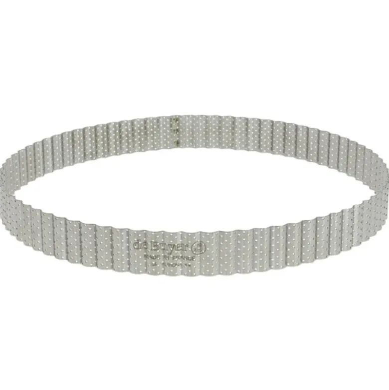 Cercle à tarte cannelé et perforé inox H 3 cm De Buyer