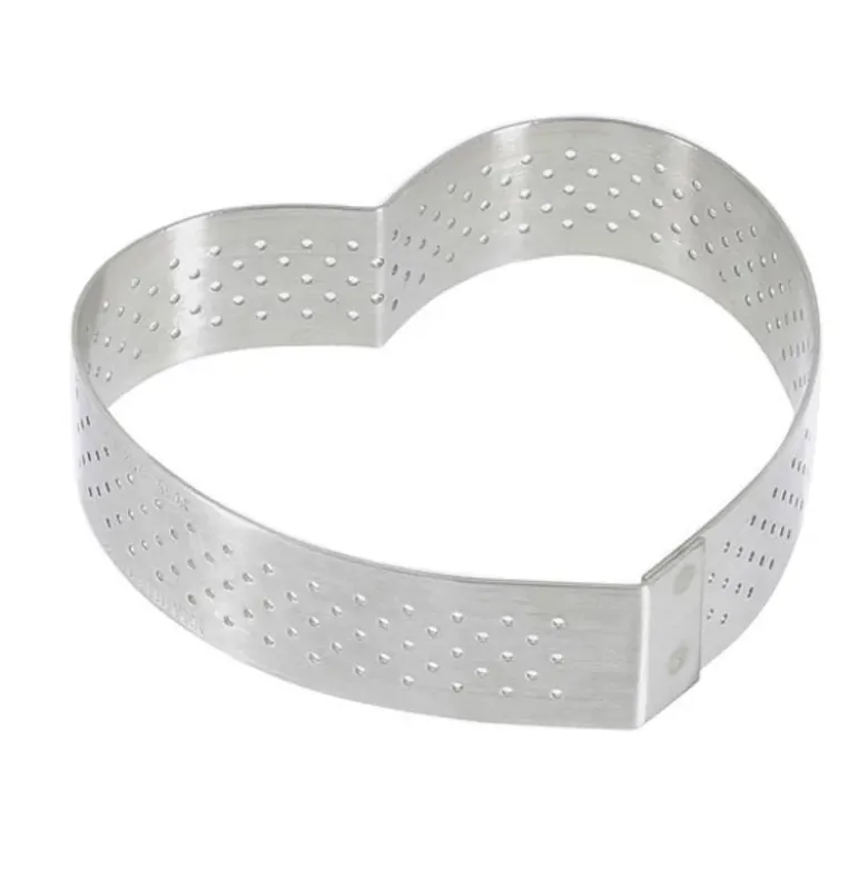 Cercle à tarte cœur perforé inox H 2 cm De Buyer
