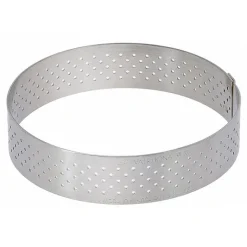 Cercle à tarte perforé à bord droit inox H 2 cm De Buyer
