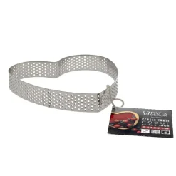 Cercle à tarte perforé cœur inox H 2 cm Ø 12 cm - Second choix