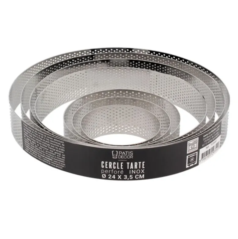 Cercle à tarte perforé inox - Hauteur 3,5 cm
