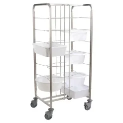 chariot inox pour 16 bacs à pâtons espacement 18.5 cm