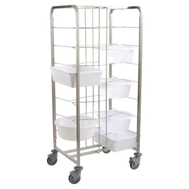 chariot inox pour 16 bacs à pâtons espacement 18.5 cm