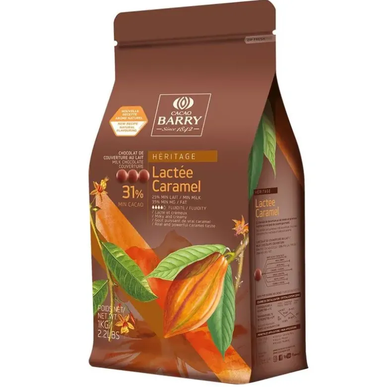 Chocolat de Couverture au Lait Lactée Caramel 31 % 1 kg - DDM 06/26