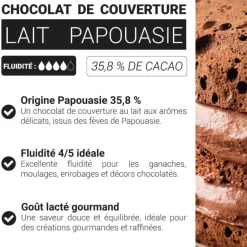 Chocolat de couverture lait Papouasie - 35,8% de cacao - 250g