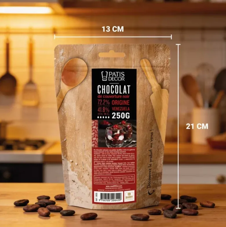 Chocolat de couverture noir Venezuela - 72% de cacao - 250g