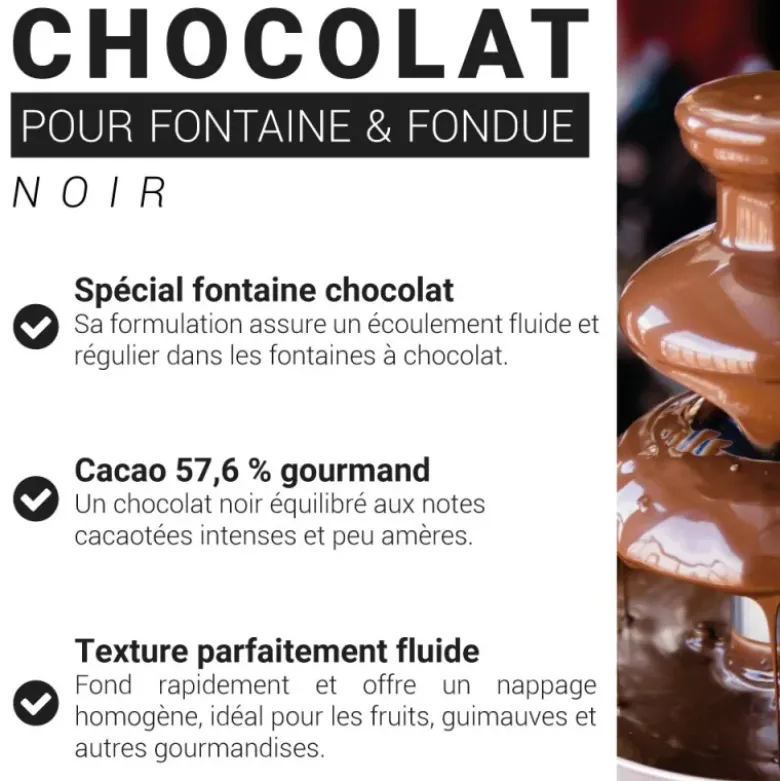 Chocolat pour fontaine noir - 57,6% de cacao - 250g