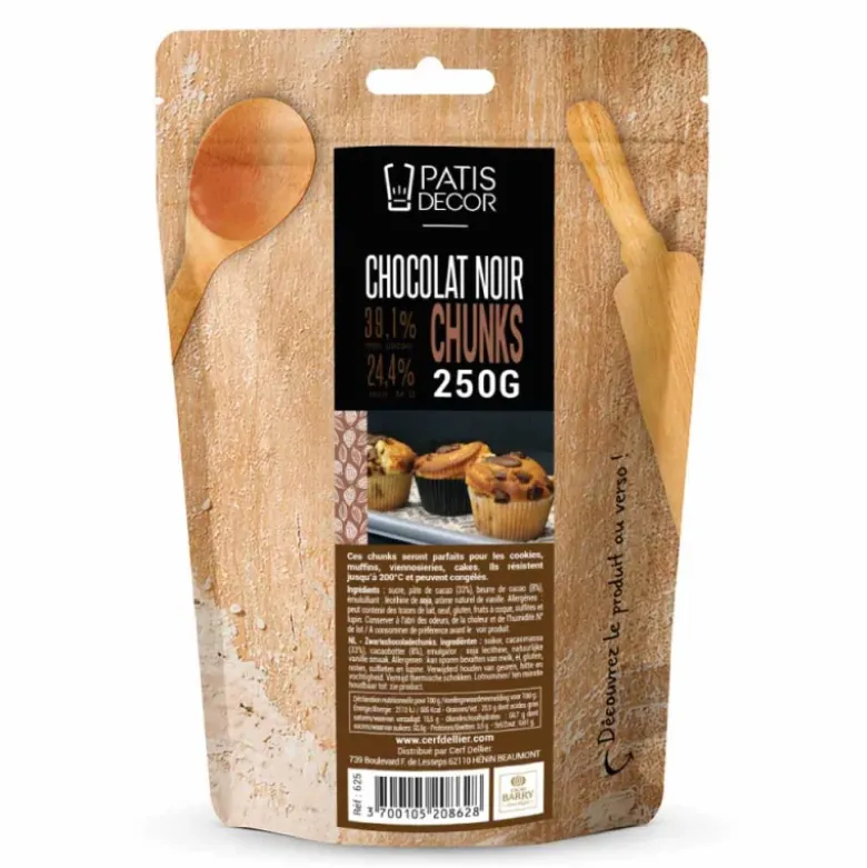 Chunks de chocolat noir - 39,1% de cacao - 250g