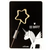 Cierge magique étoile doré + carte licorne Be Happy