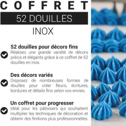 Coffret 52 douilles décors fins inox