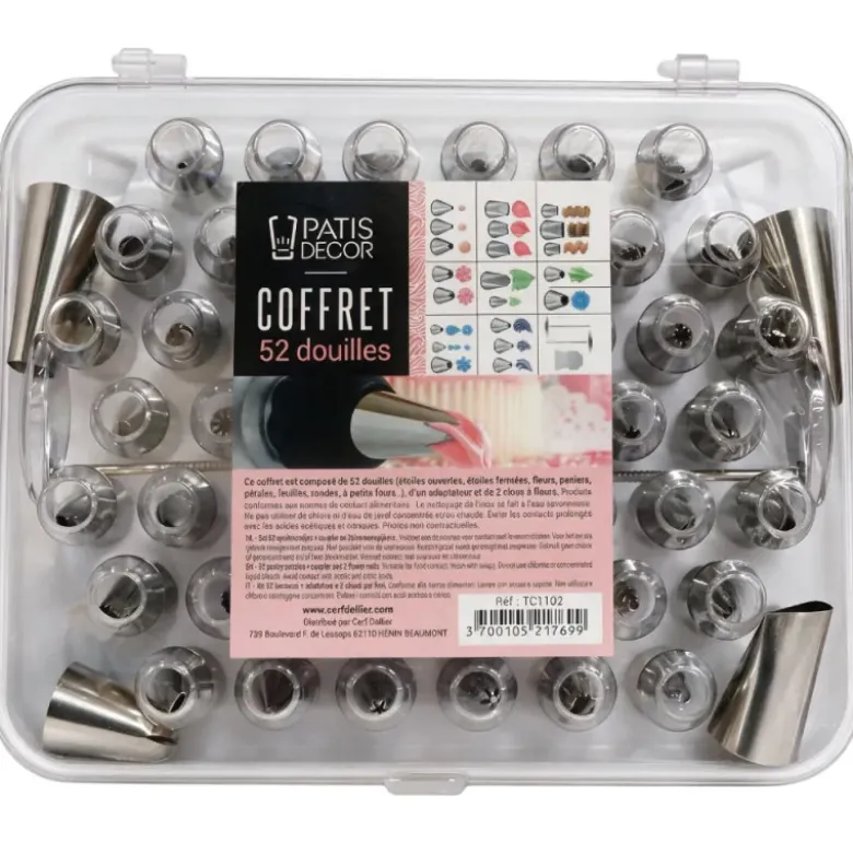 Coffret 52 douilles décors fins inox