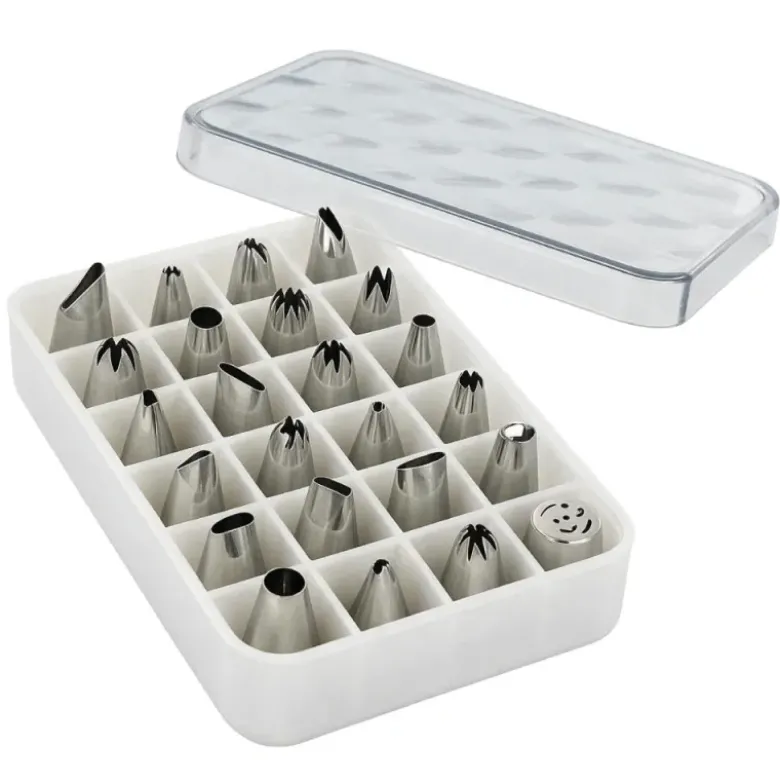 Coffret 24 douilles décors fins inox