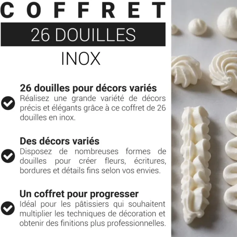 Coffret 26 douilles décors inox