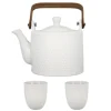 Coffret théière + tasses en céramique blanche - 900 ml