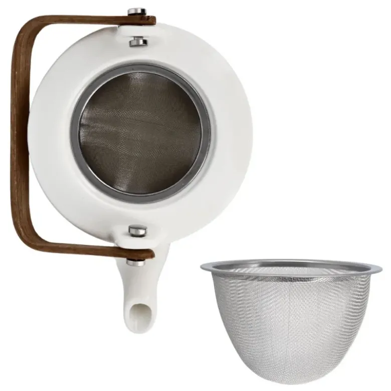 Coffret théière + tasses en céramique blanche - 900 ml