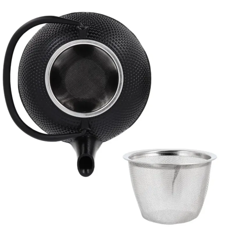 Coffret théière + tasses à points en fonte noir - 900 ml