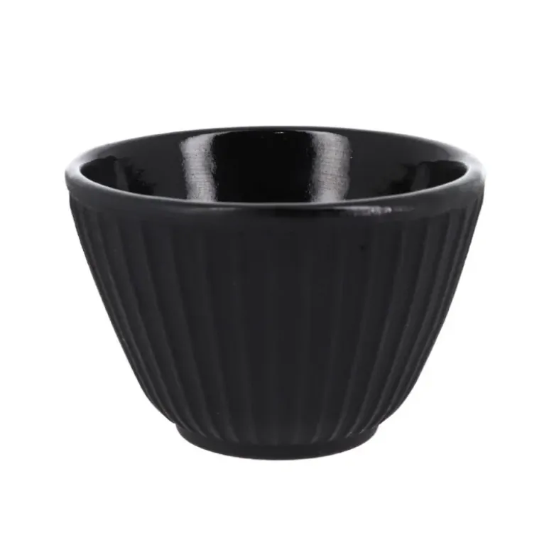 Coffret théière + tasses à rayures en fonte noir - 800 ml