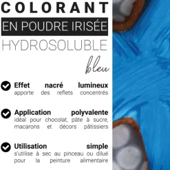 Colorant en poudre irisé bleu ciel - 5 g