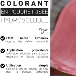 Colorant en poudre irisé rose - 5 g