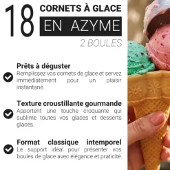 Cornets à glace en azyme aux édulcorants - 2 boules (x 18)