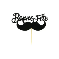Cupcake Toppers Moustache "Bonne Fête" (x30)