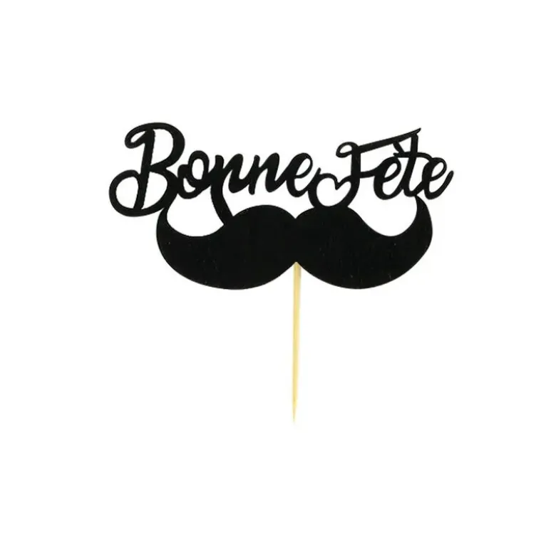 Cupcake Toppers Moustache "Bonne Fête" (x30)