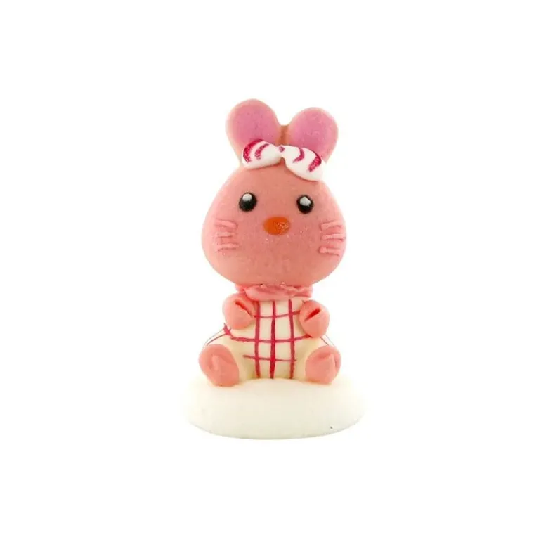 Décor comestible Lapin Rose Assis