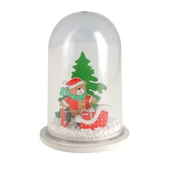 Décor de noël pour bûche "boule à neige ourson de Noël" à poser