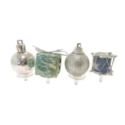 Décors assortis bleu argent à piquer sur bûches (x24)
