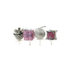Décors assortis rose argent à piquer sur bûches (x24)
