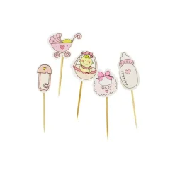 Décors Baby Girl sur pique en bois (x10)