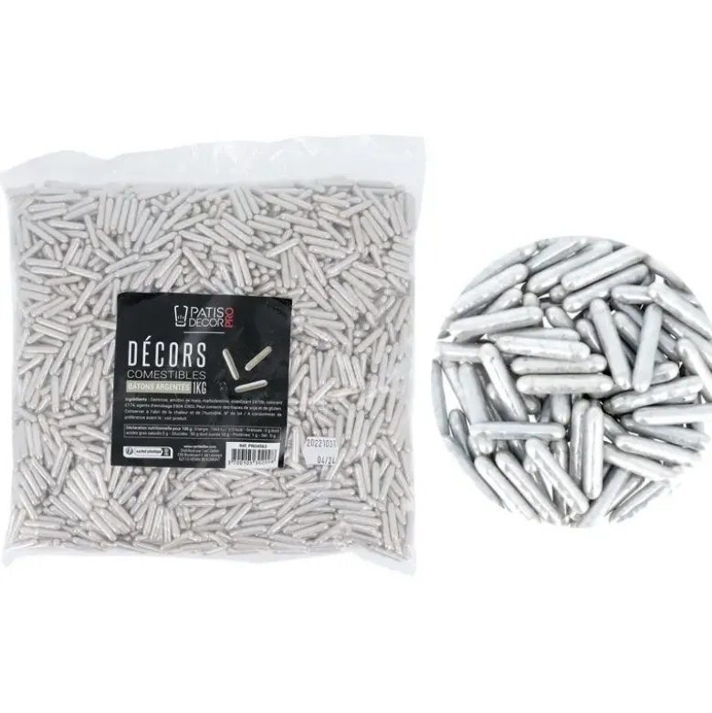 Décors comestibles bâtons argentés 1 kg