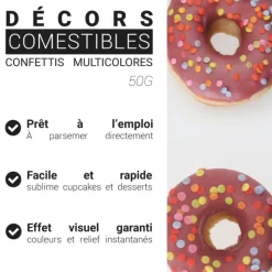 Décors comestibles confettis multicolores 50 g