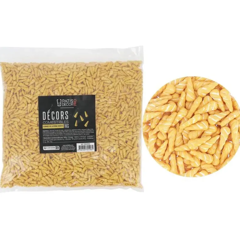 Décors comestibles cornes de licorne dorées 1 kg