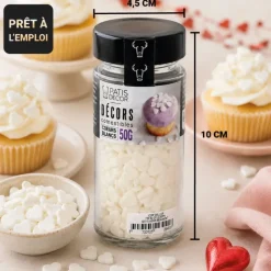 Décors comestibles cœurs blancs 50 g