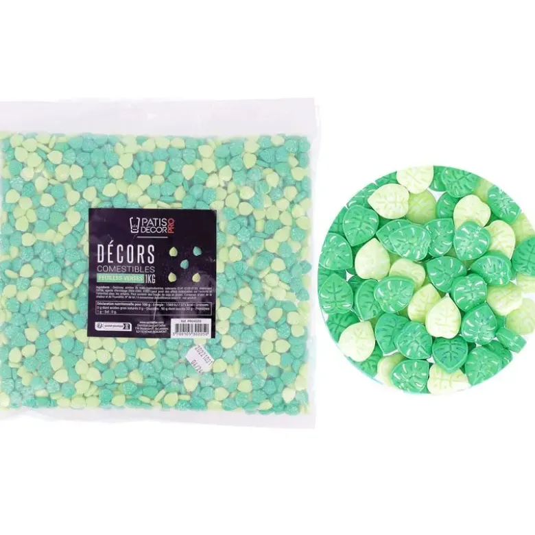 Décors comestibles feuilles vertes 1 kg