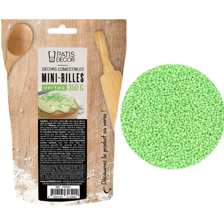 Décors comestibles mini-billes vertes 350g
