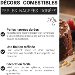 Décors comestibles perles nacrées dorées
