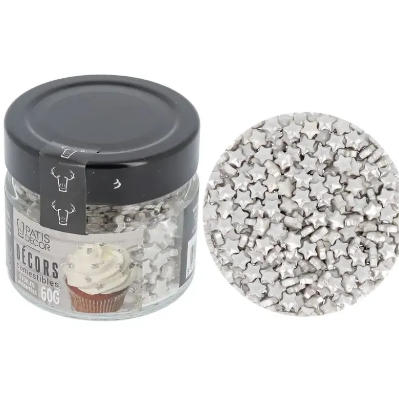 Décors comestibles étoiles argentées 60 g