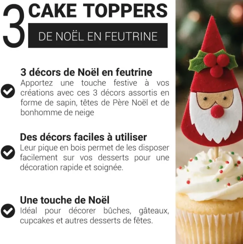 3 décors de Noël assortis en feutrine thème 1