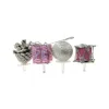 Décors de Noël assortis rose argent sur pique (x4)