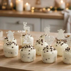 Décors de Noël en bois vintage pailleté (x50)