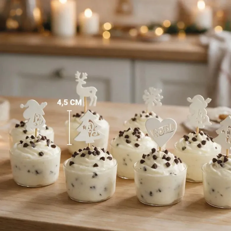 Décors de Noël en bois vintage pailleté (x50)