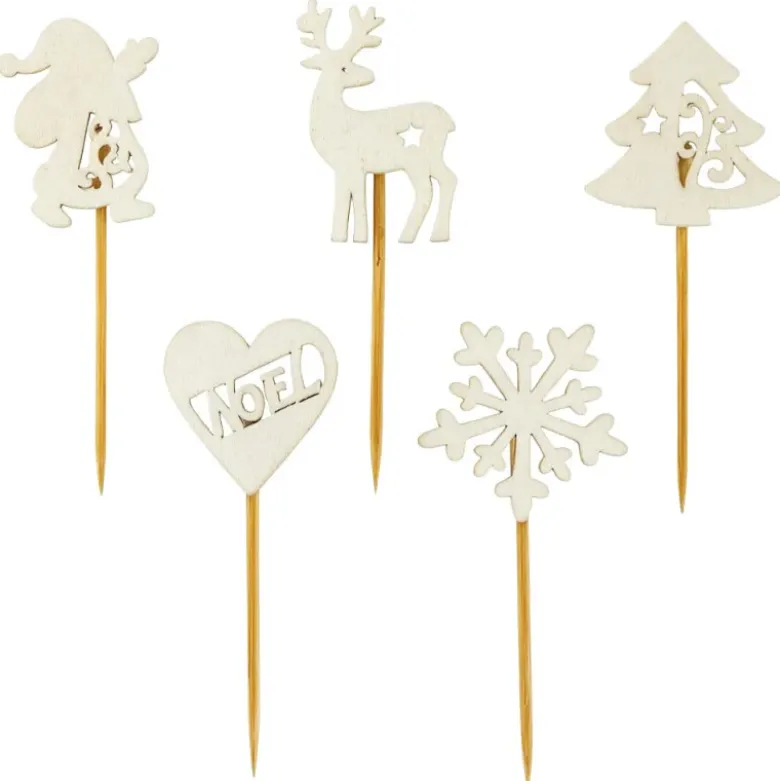 Décors de Noël en bois vintage pailleté (x50)