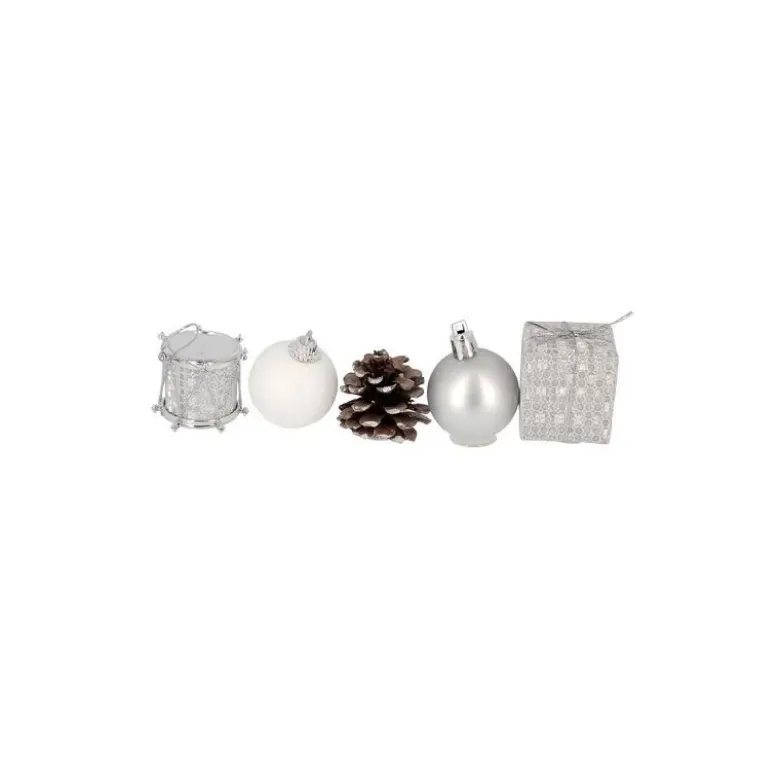 Décors de Noël sur pique assortis argent (x 5)