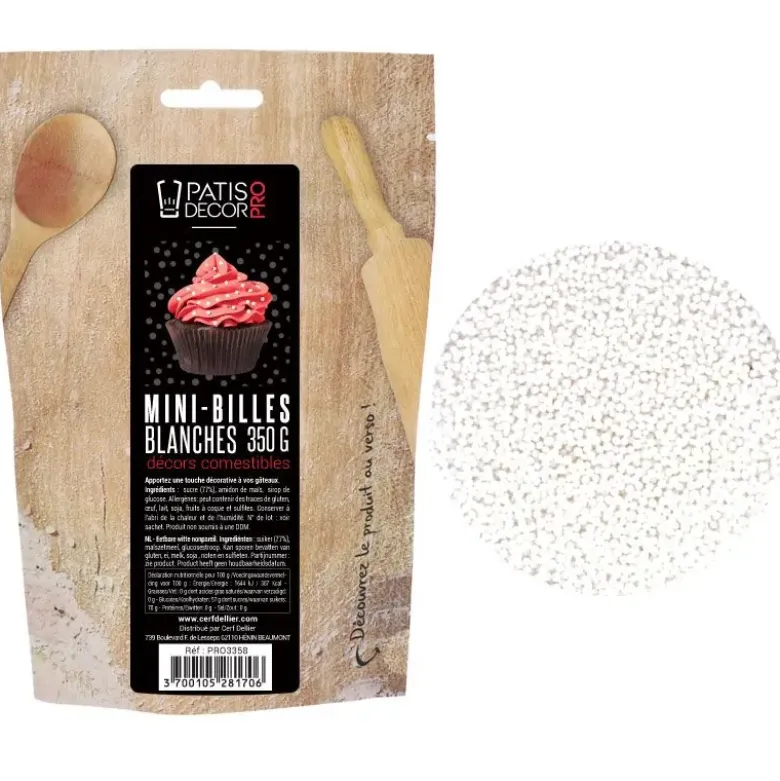 Décors mini billes blanches comestibles 350 g